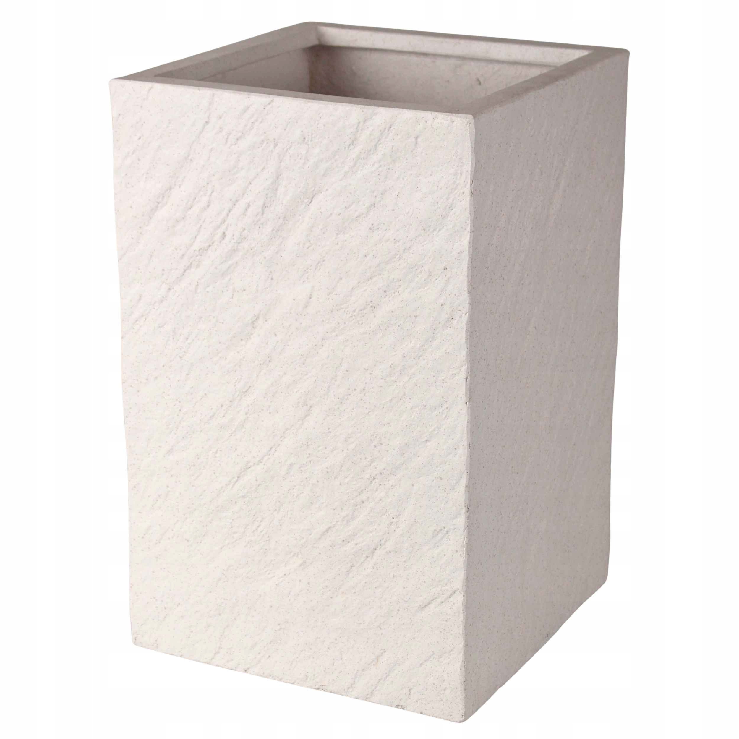 Donica mrozoodporna fiberstone biała ogrodowa zewnętrzna 24x24xH:38cm