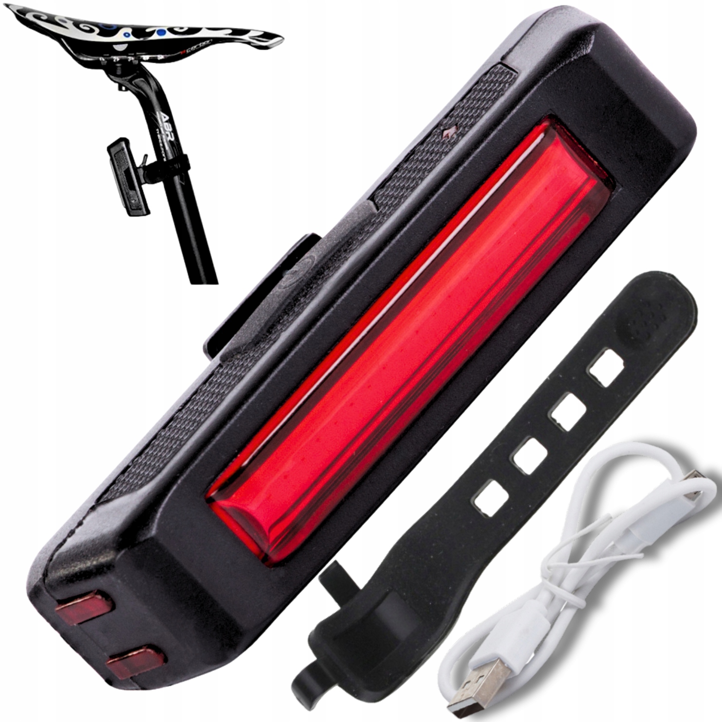 LAMPKA ROWEROWA TYLNA ŚWIATŁO LED ŁADOWANA USB POD SIODEŁKO TYŁ DO ROWERU