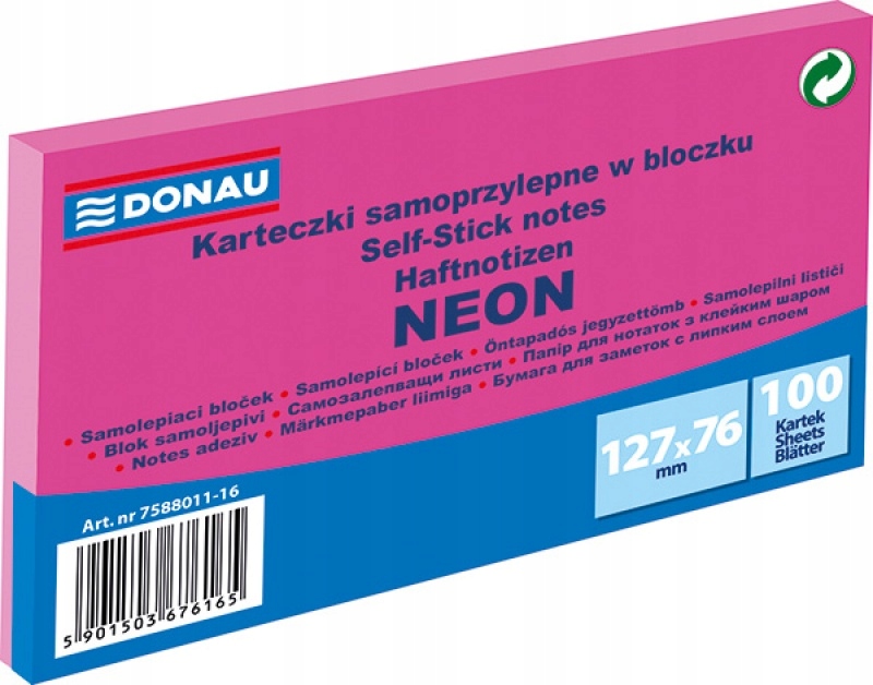

Bloczek samoprzylepny art różowy karteczki notes
