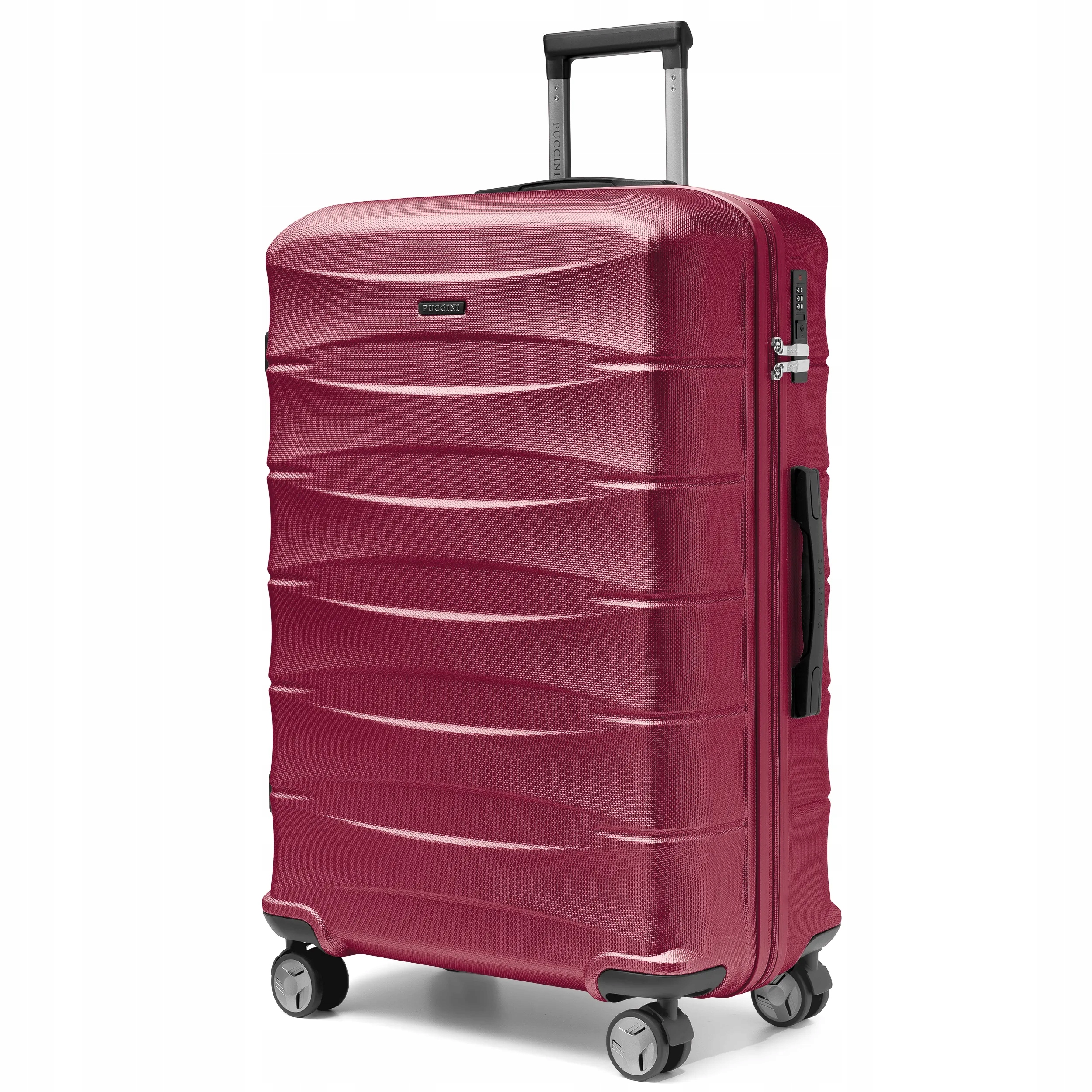 Puccini Walizka Duża Podróżna Na Kółkach Twarda Abs Bordowa ABS030A-3B
