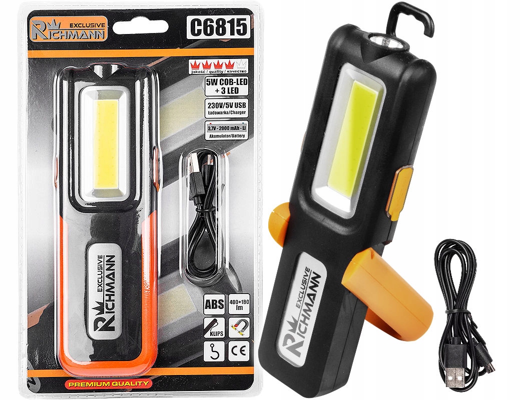 

Latarka Warsztatowa 5W Cob Led Aku C6815 Richmann