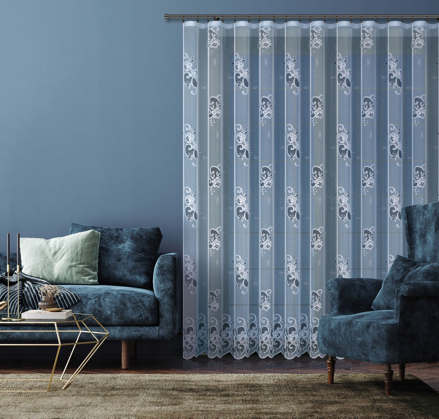 WZÓR KWIATOWY, ŻAKARDOWA, GOTOWA Z TAŚMĄ 500x170