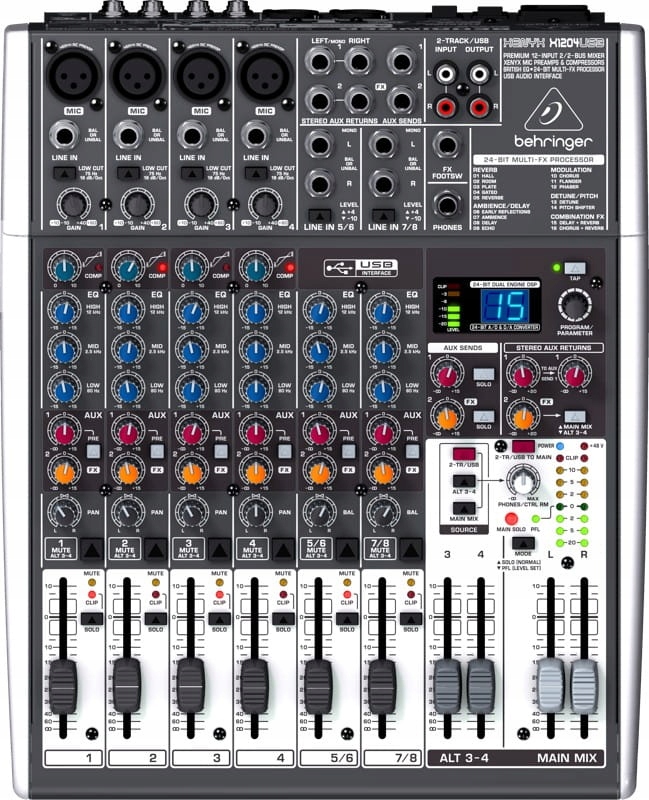 Behringer X1204USB 12kanálový mixážní pult s kompresorem, efektorem a audio rozhraním