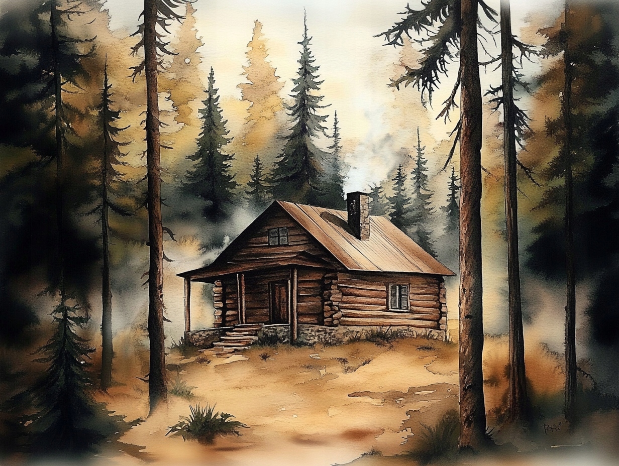 Obraz Na Plátně Canvas Krajina Les Domek Chatka Ustronie Klid 80x60
