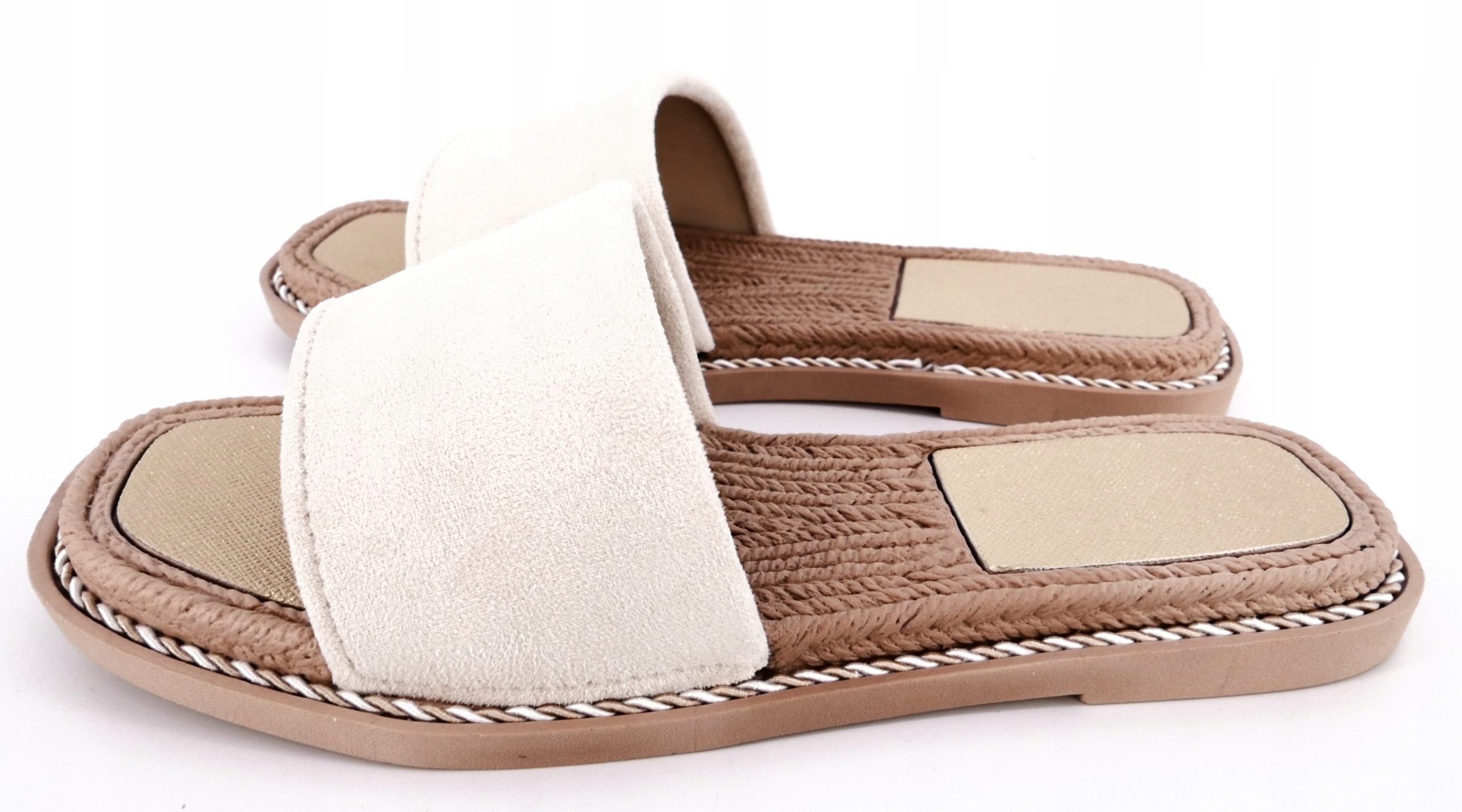 KLAPKI DAMSKIE BEŻOWE EKO ZAMSZ R38