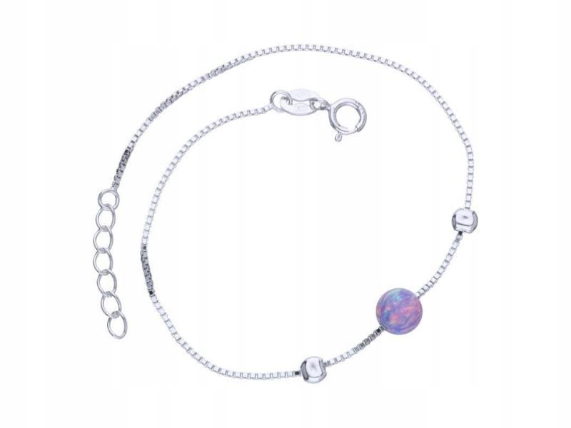 Stříbrný náramek 925 s fialovým opálem, módní vzor, elegantní dárek