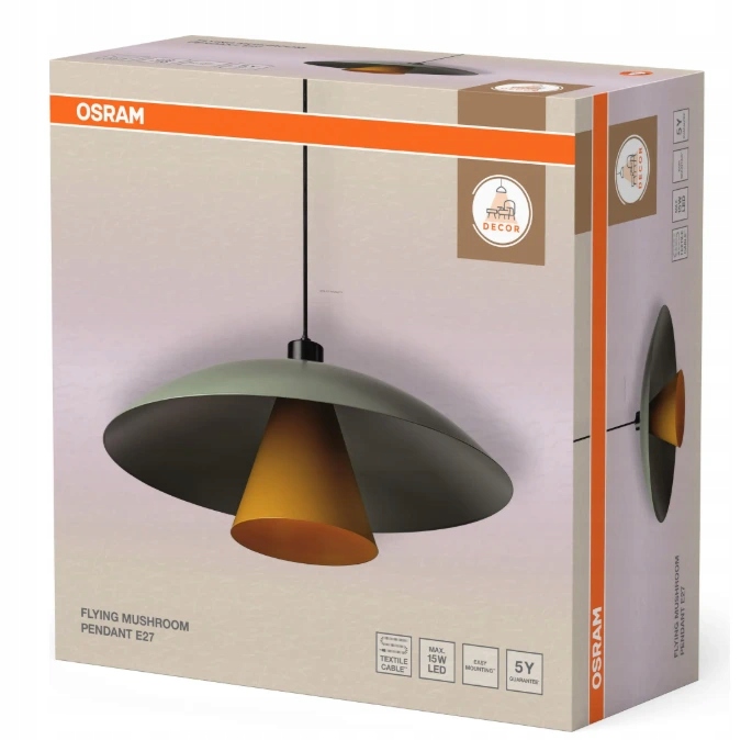 Závesné svietidlo Osram Decor Flying Mushroom E27 zelená/žltá 500 mm