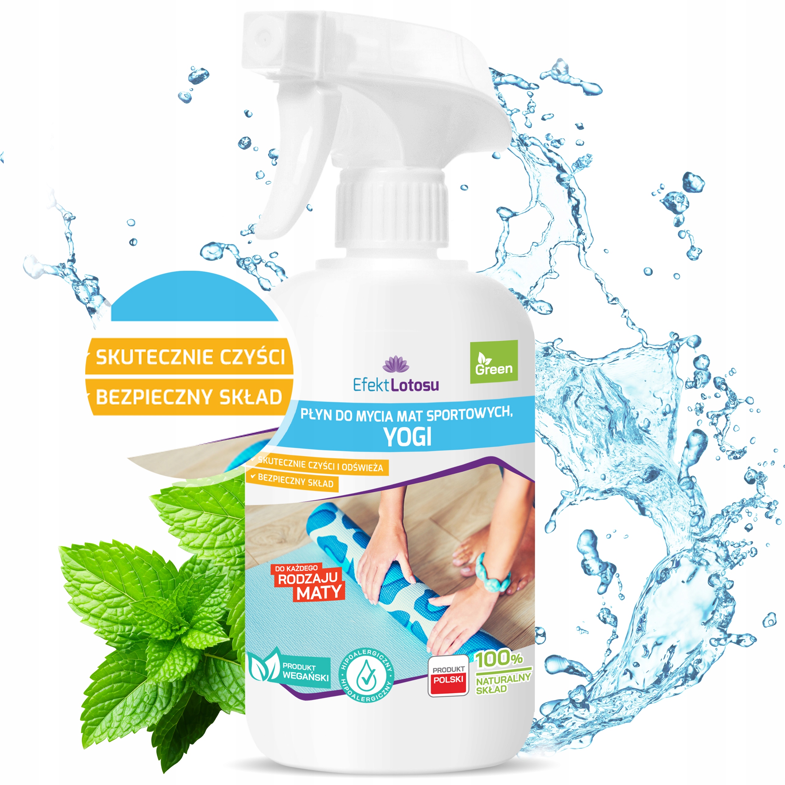 SPRAY PRZECIWGRZYBICZNY DO STÓP GRZYBICA + PŁYN DO CZYSZCZENIA MATY DO JOGI Marka CleanHands