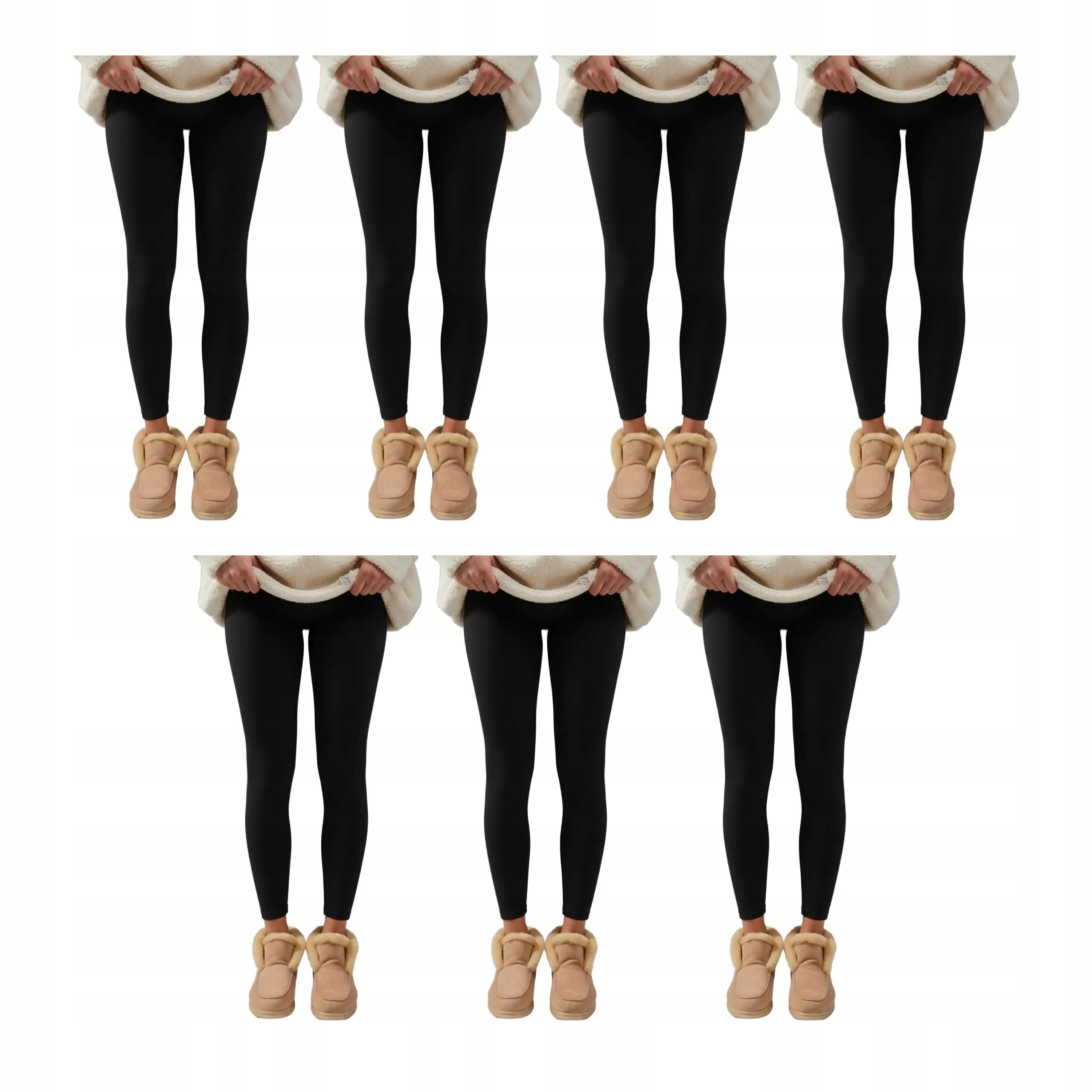 7 párů Dámské legíny 250 den zateplené fleecem 663 Fleece 7x Černá L/XL