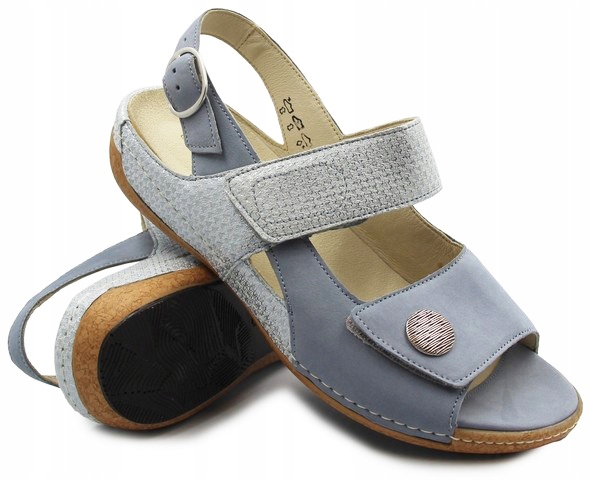 Kožené sandály na léto pro seniorky Waldlaufer 342002 Sky 42