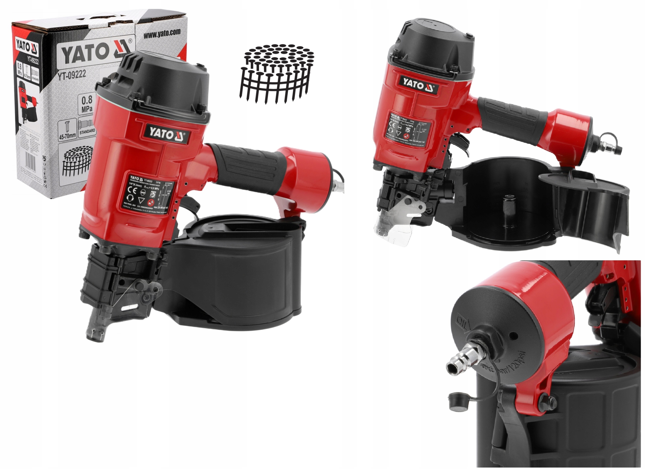 Truhlářská Bubnová Pneumatická Hřebíkovačka 45-70 mm Yato YT-09222
