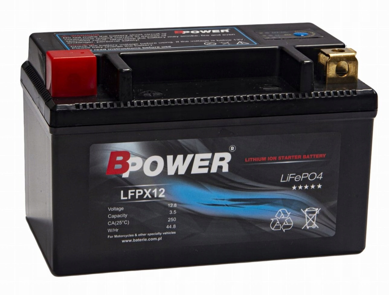 Akumulátor YTX12 250A lítiový BPower LFPX12 12,8V YTX12 AŽ DL650 SKÚTER
