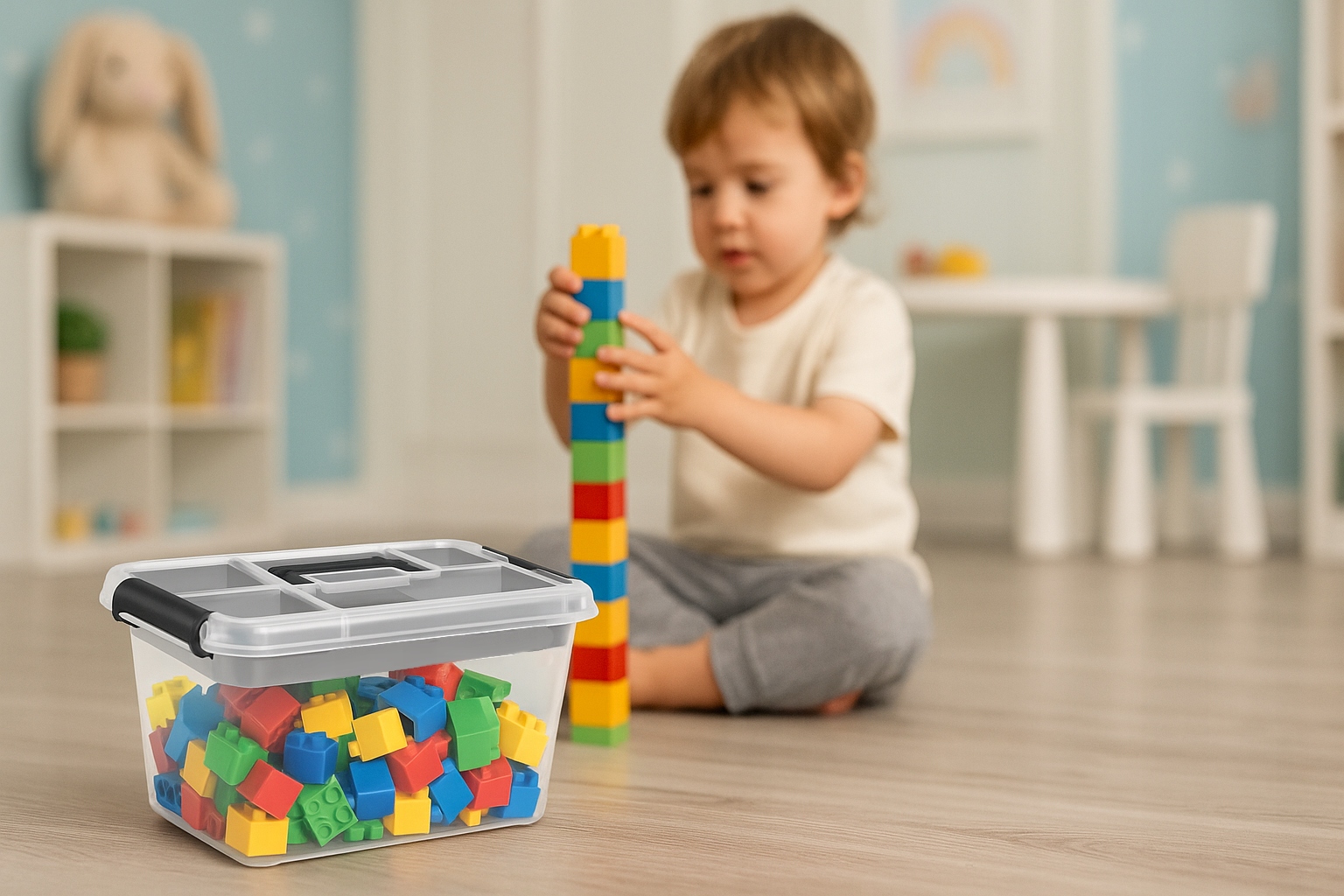 Pojemnik 15,5 l pudełko na klocki lego przezroczysty organizer z pokrywą