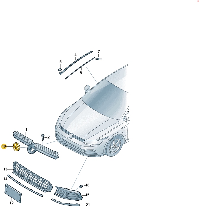 EMBLEMAT ZNACZEK NA GRILL ASSIST PRZÓD VW GOLF VIII PASSAT B8 POLO ORYGINAŁ Marka Volkswagen