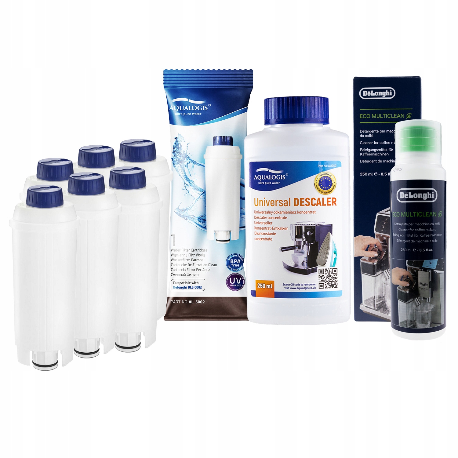 6x Filtr do kávovaru Delonghi AL-S002 MultiClean DLSC550 UniDec 250 ml