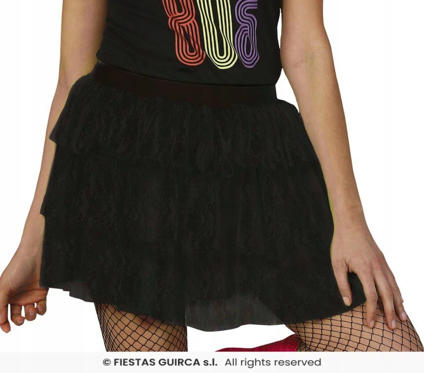 Disco Neónová čipková sukňa 80. Roky Čierna za 8.87EUR - Allegro