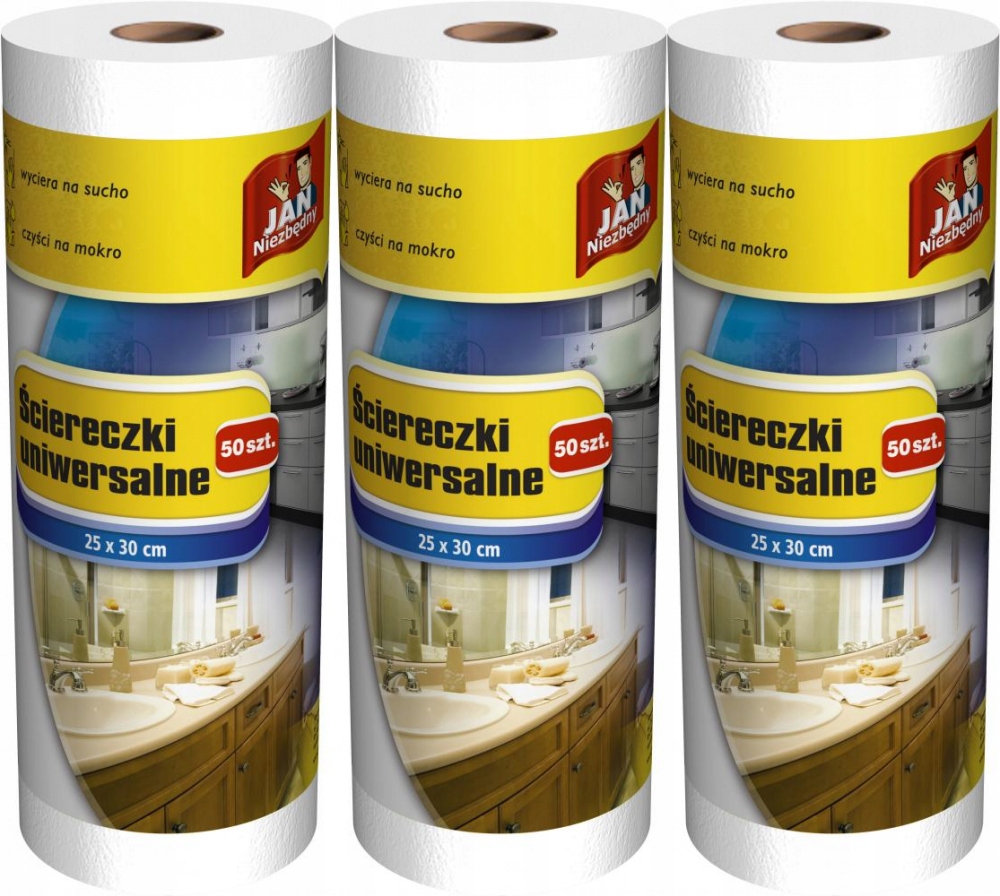 

Ściereczki na rolce białe Jan Niezbędny 50szt x 3
