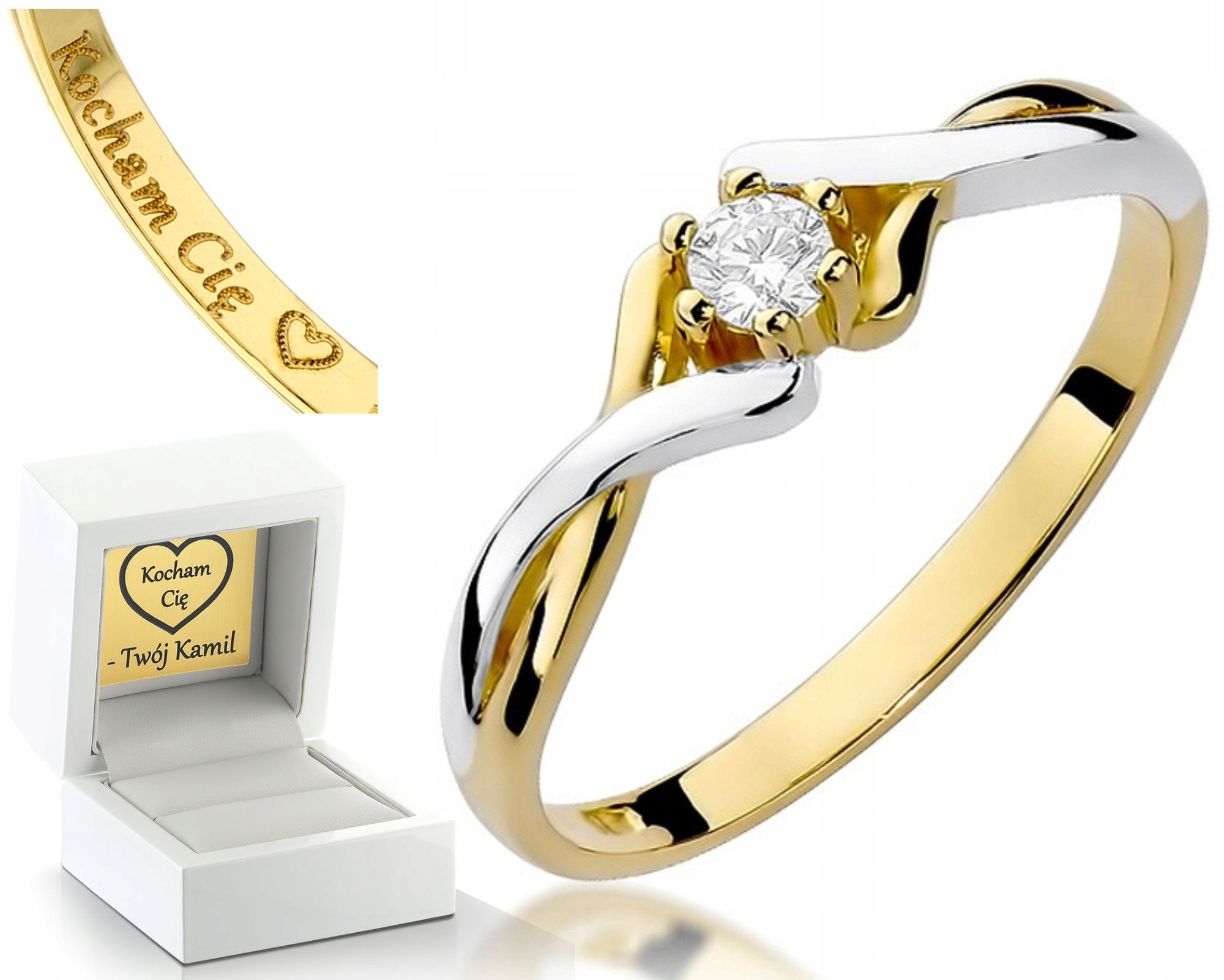 Zlatý Prstýnek S Briliantem 0,08 Ct 0,585 Zlato