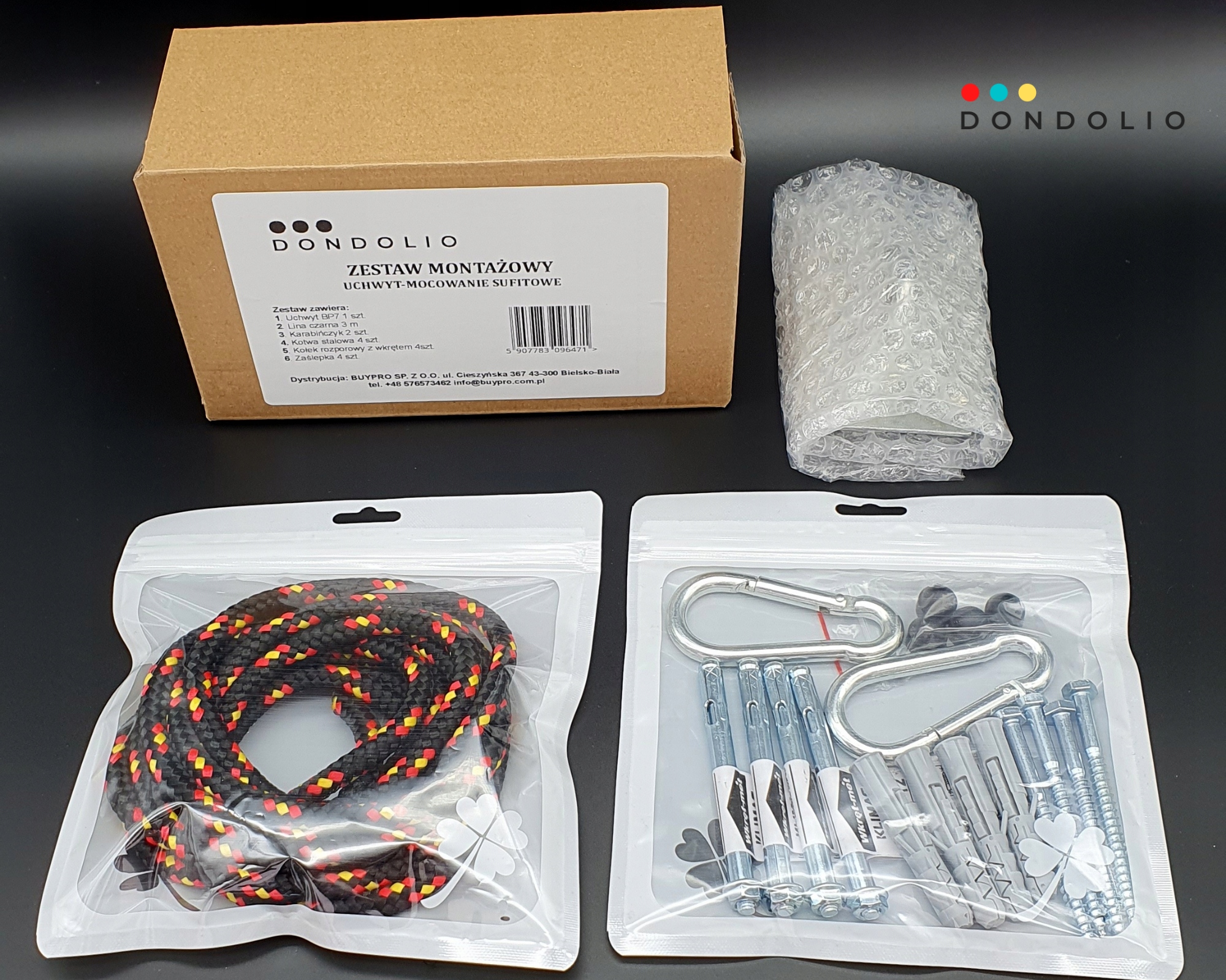 Mocowanie hak uchwyt na hamak huśtawka ZESTAW LINA Producent Dondolio