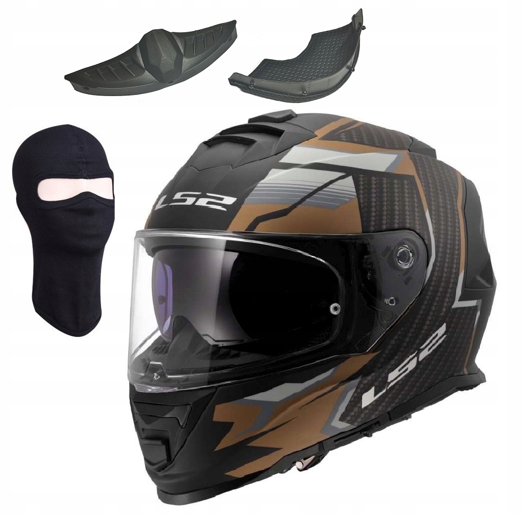 LS2 FF800 Storm II Tracker Matt Black Gold športová integrálna prilba XXL