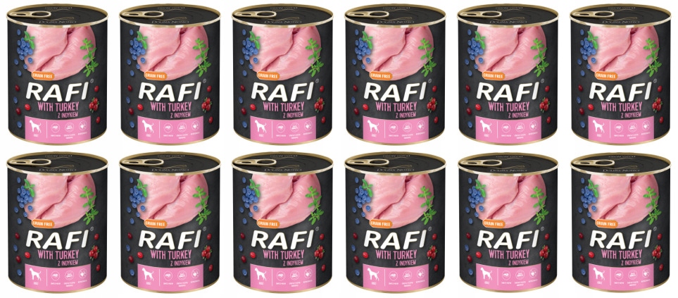 Levně Krmivo Mokré Pro Psa S Krůtím Masem 800 G Rafi X12 Ks