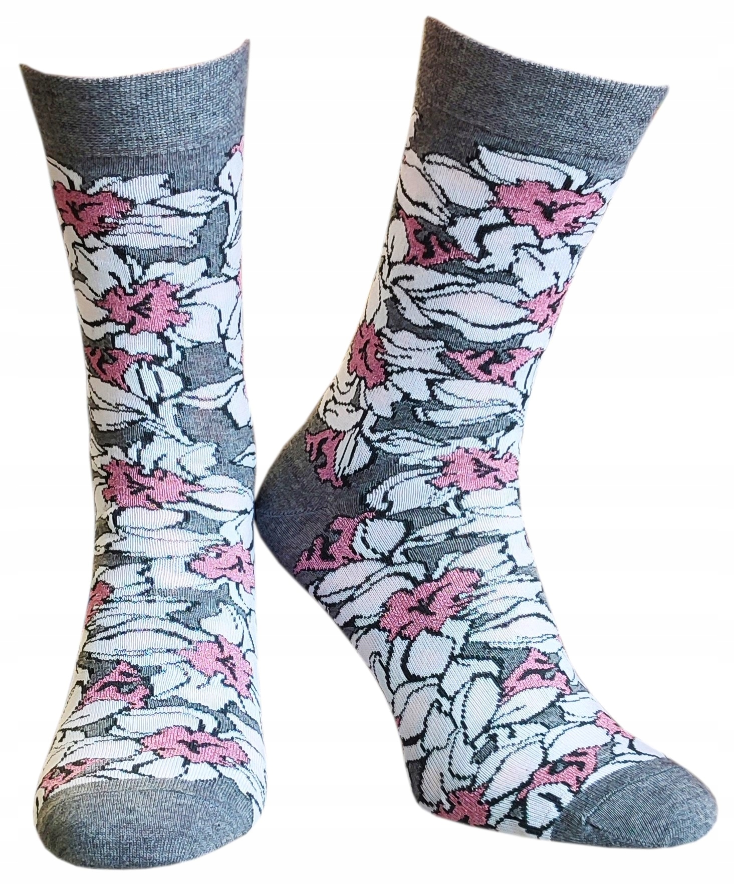 Skarpety Piękne Błyszczące Bawełniane Krebo Kwiat Klematis Powojnik 37 - 40