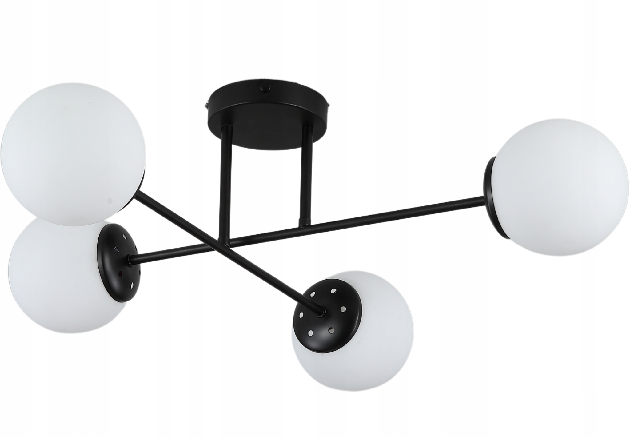 LAMPA WISZĄCA SUFITOWA ŻYRANDOL KULE czarna NOWOCZESNA Led mleczna