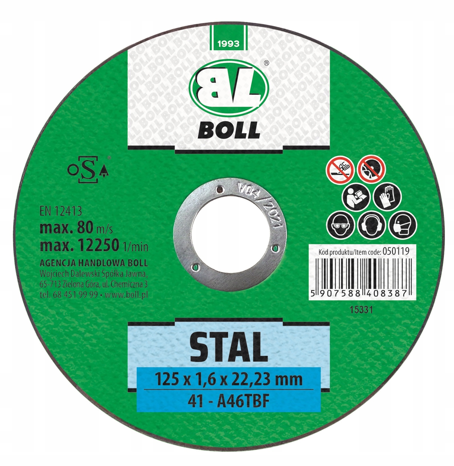 BOLL TARCZA DO CIĘCIA SZLIFOWANIA - STAL 125x1,6 x 22,23 mm