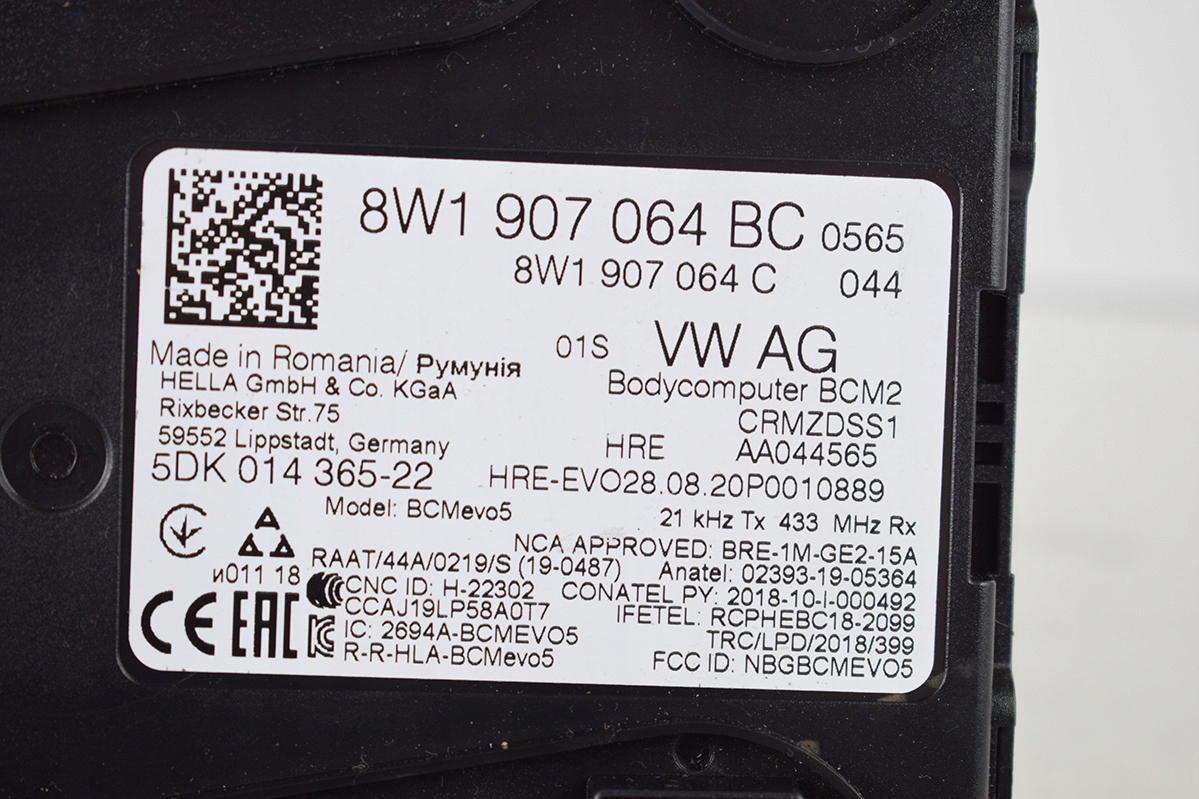 Unité commande confort * BCM AUDI 8W1907064BC 8W1907064C