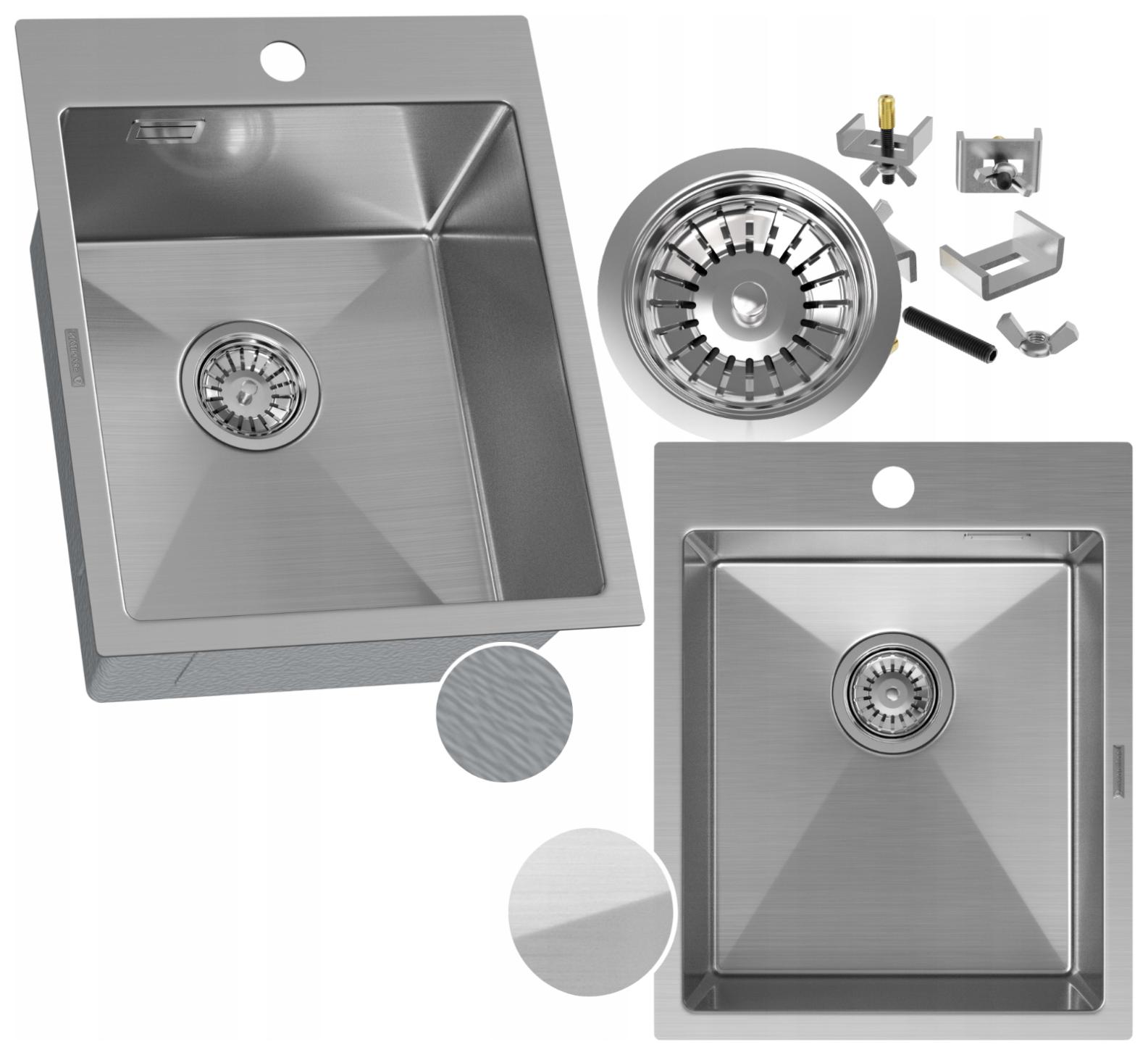 Ocelový dřez Jednokomorový chrom Bez Odkapávače Sifon Silvo 40x50