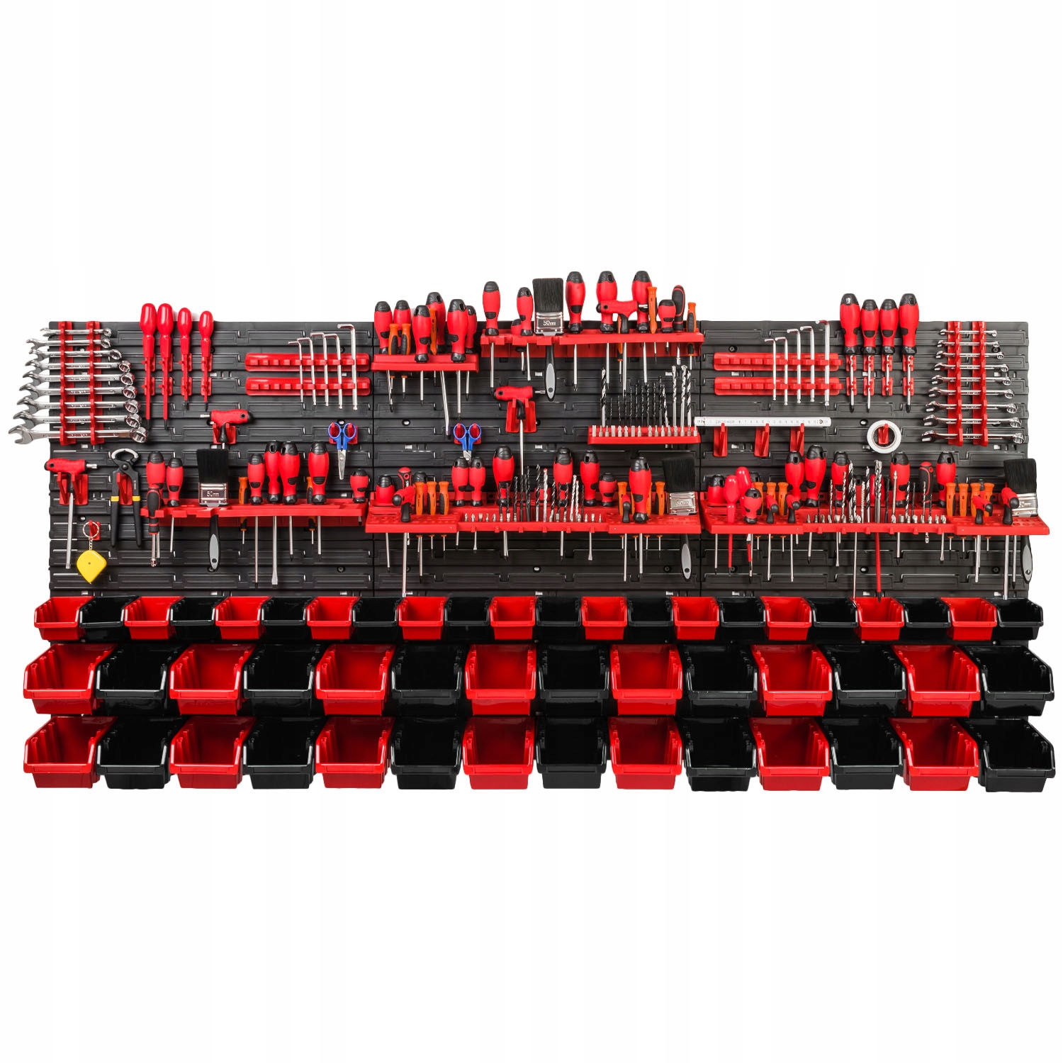 Tablica ścianka narzędziowa do garażu + 20 uchwytów, 50 kuwet, 6 półek Rodzaj tablica z elementami