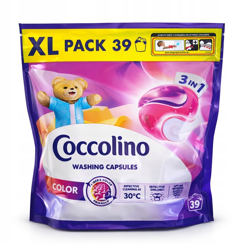 2x Coccolino Kapsułki Color XXL 3w1 Do Prania Kolorowych Ubrań 39szt