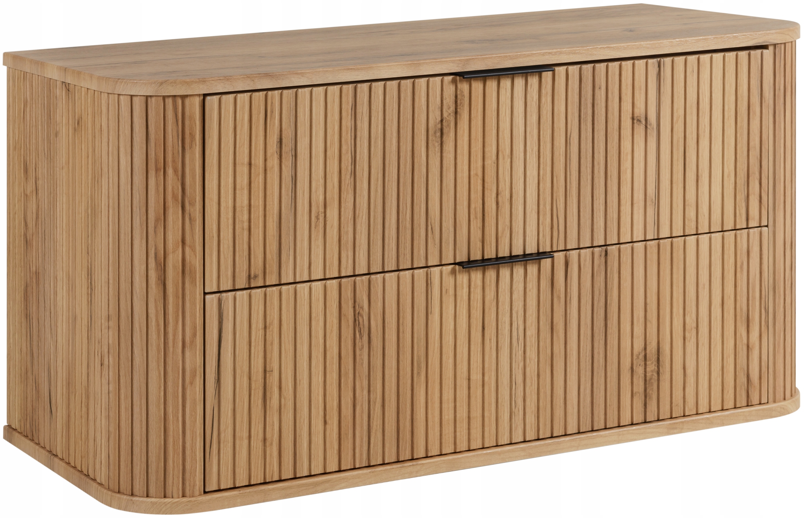 Koupelnová skříňka pod umyvadlo Rýhovaná Závěsná dubová 100 Oválná přední strana