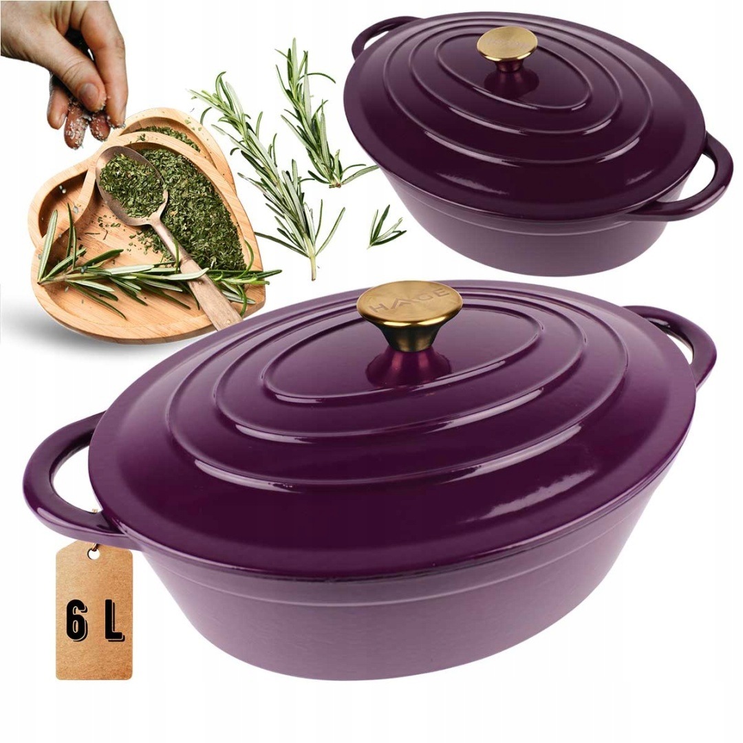 Smaltovaná Liatinová Panvica Husacie 6 L Hage Eggplant