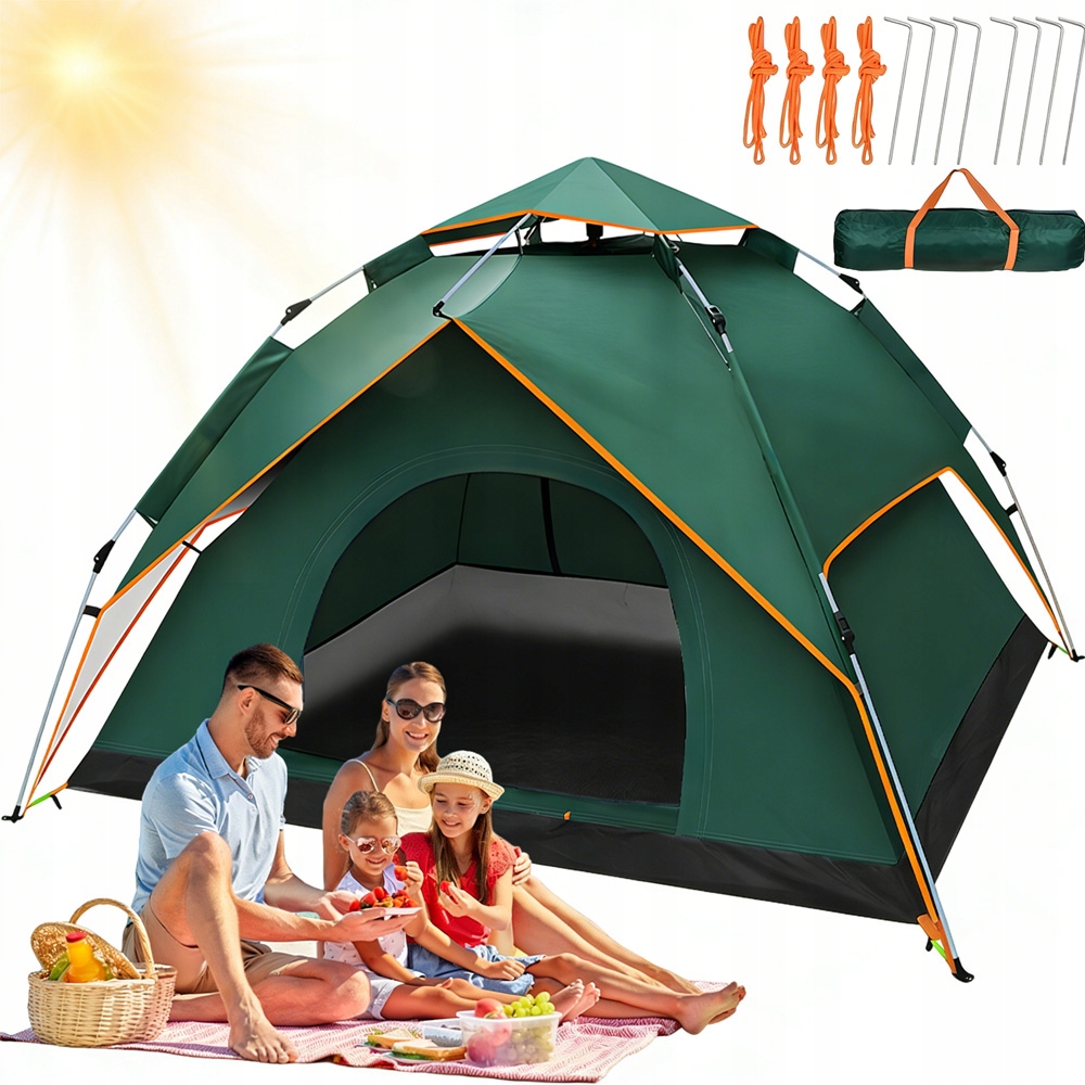 Wielofunkcyjny Namiot Turystyczny Kempingowy Pop Up 3-4 Osobowy Składany