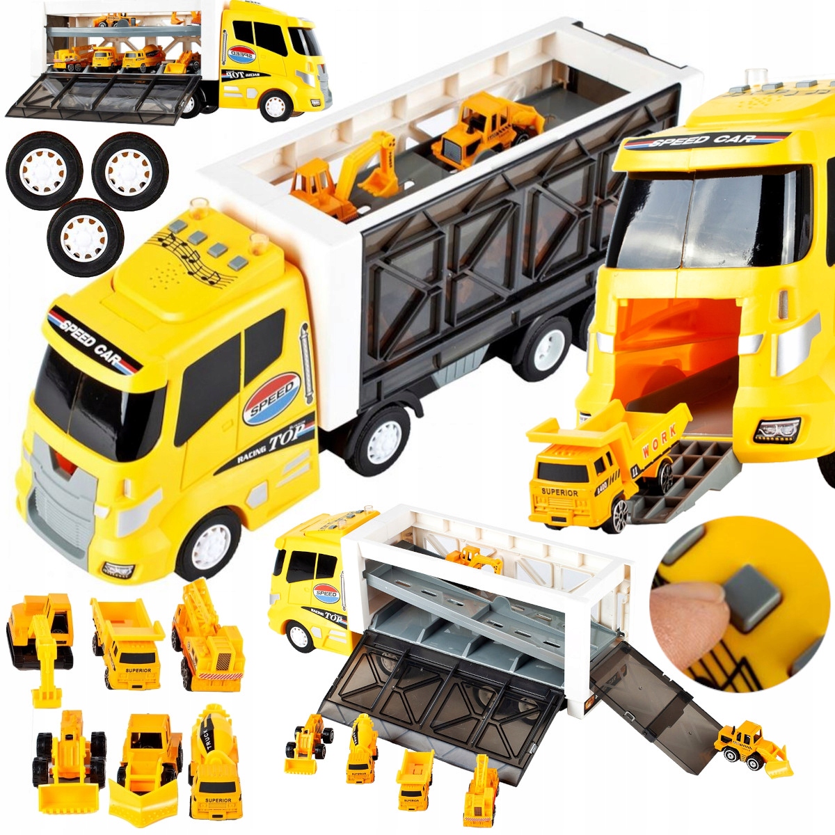 

Zestaw Ciężarówka Tir Laweta 6 Aut Auta Maszyny