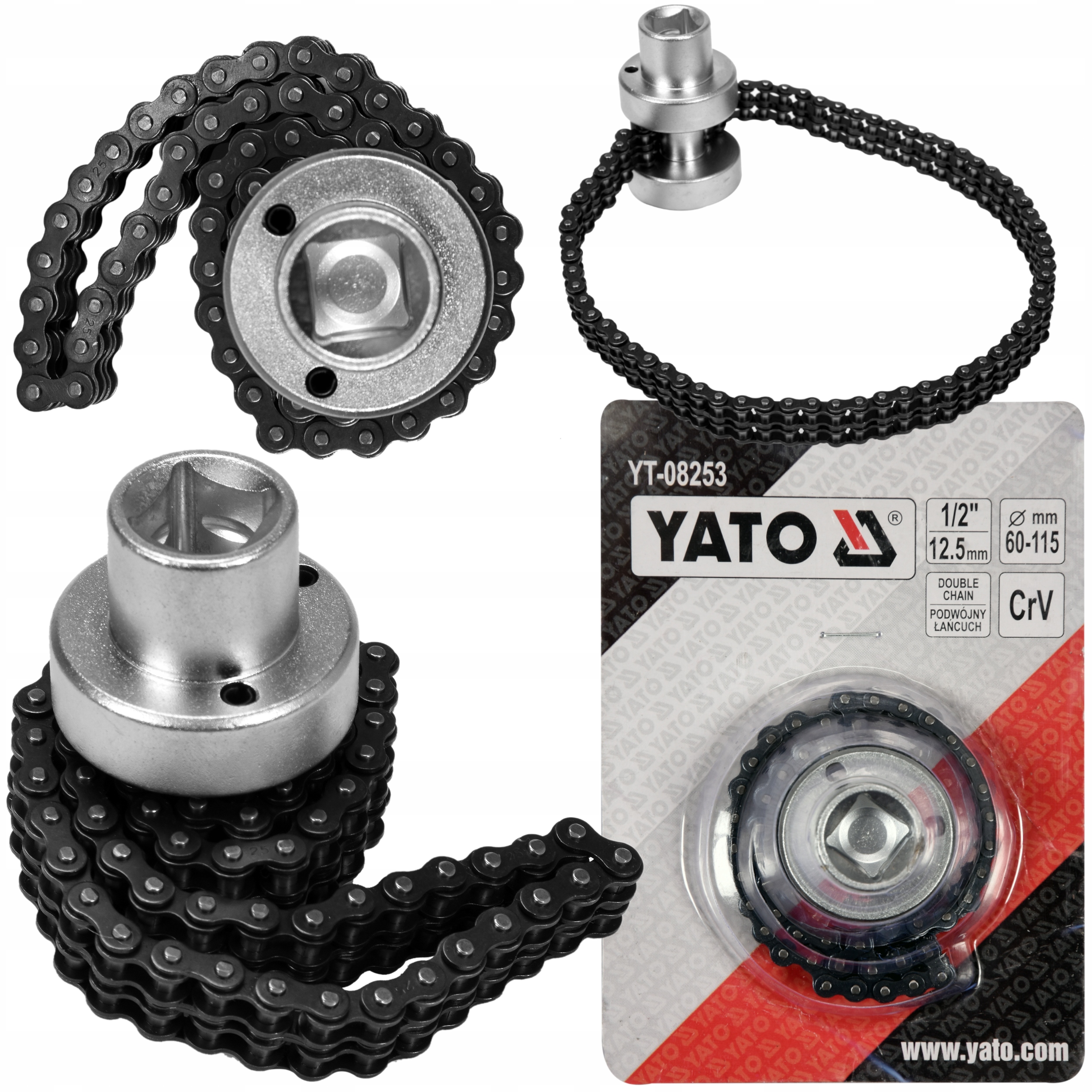 Yato Klucz Łańcuchowy Do Filtrów Oleju Zakres 60-115MM Napęd 1/2"