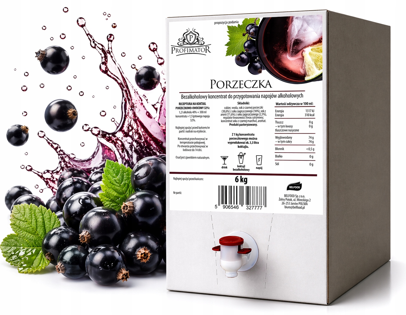 Profimator Zaprawka koncentrat porzeczka 6 kg baza do drinków i koktajli