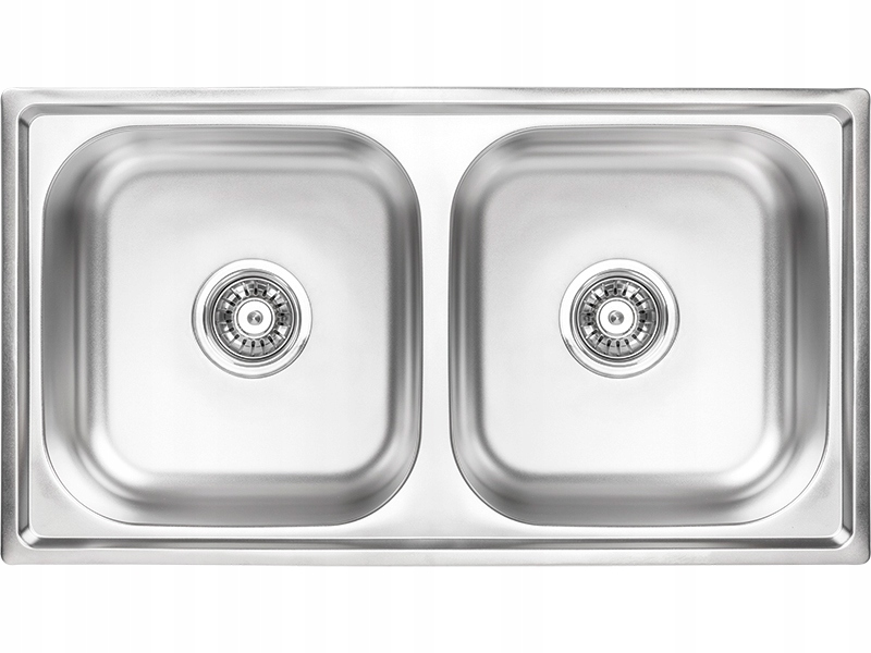 Ocelový dřez 78x43, dvoukomorový, kuchyňský, zapuštěný sifon