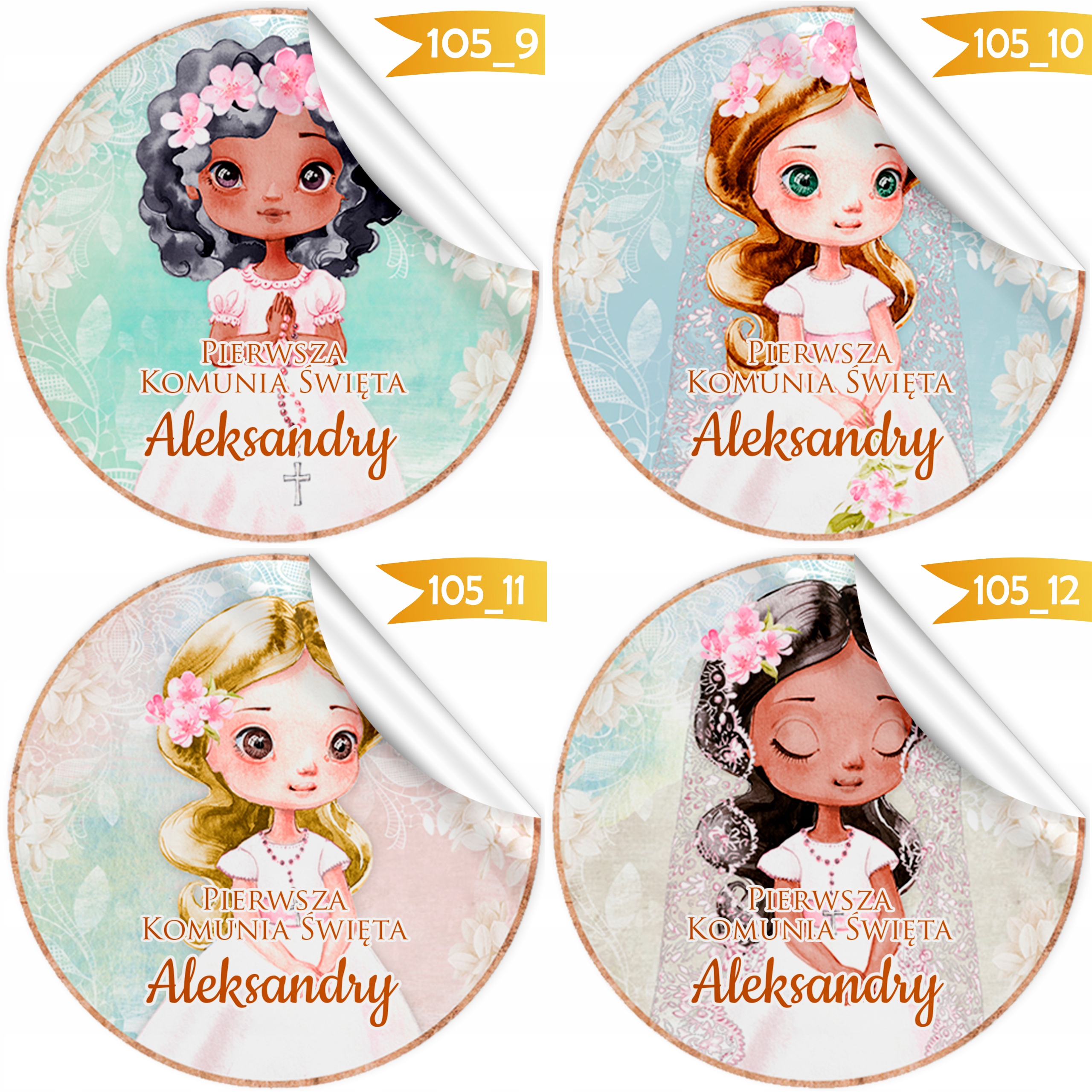 PIERWSZA KOMUNIA PRZYJĘCIE - NAKLEJKI LIZAKI MIÓD CIASTO DLA GOŚCI [111_1] Okazje komunia