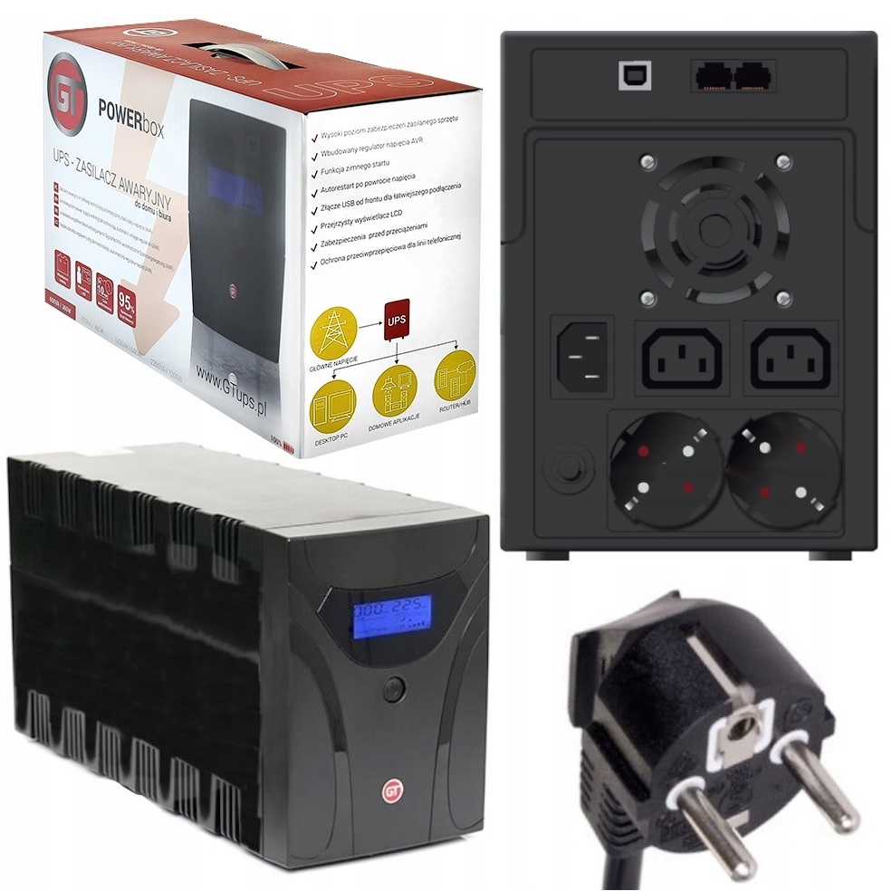 Záložní Napájecí Zdroj Ups 2200VA/1200W 2SCHUKO Avr Led