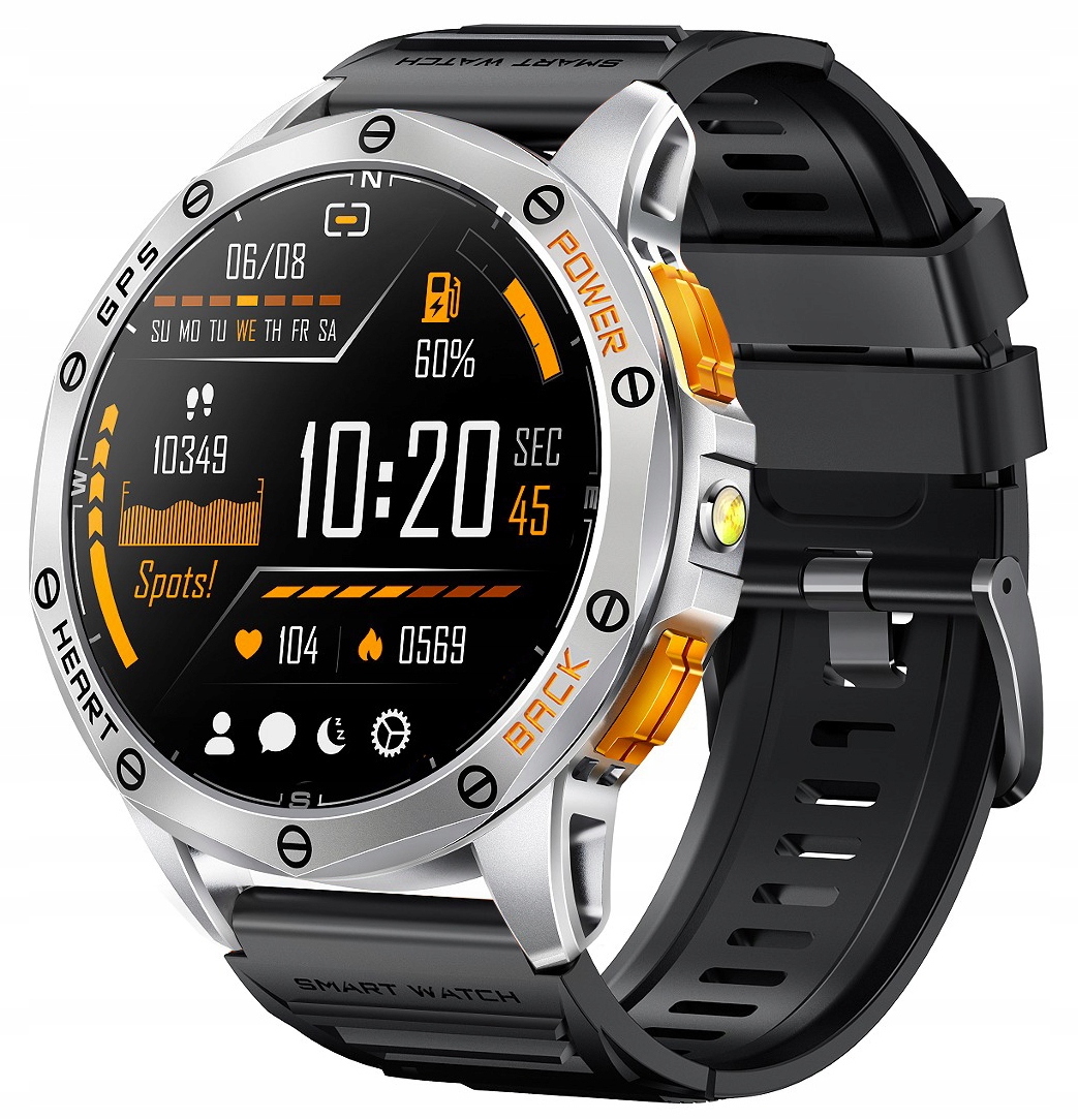 Smartwatch zegarek Deca Silver męski 466x466 GPS ROZMOWY IP68 KOMPAS PL