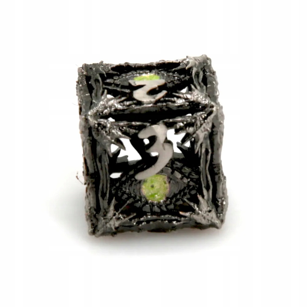 ZIELONE DIABELSKIE OKO METALOWA KOSTKA K6 RPG KOŚĆ SZEŚCIOŚCIENNA Liczba ścian 6