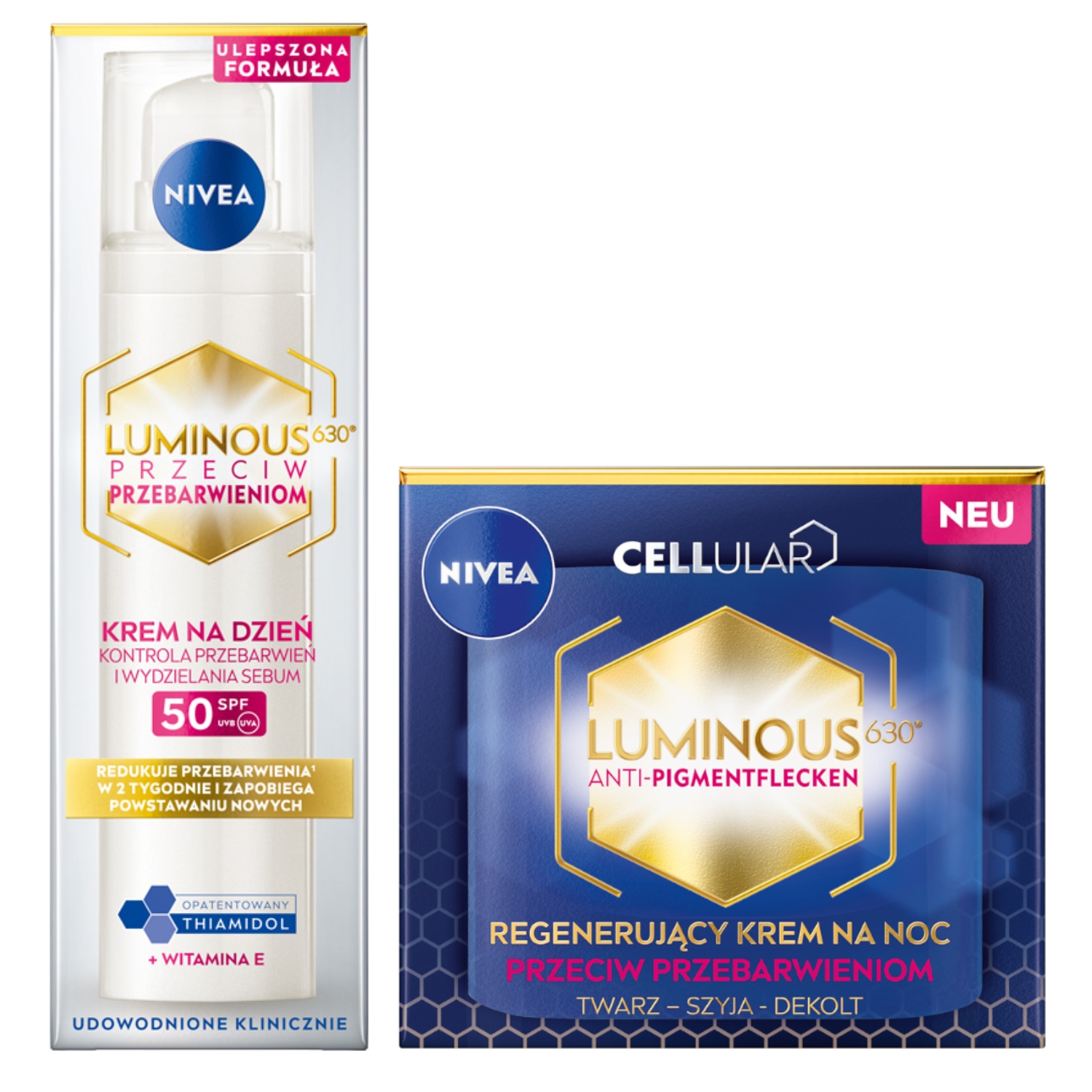 Luminous Zestaw krem twarz SPF50 i kwas hialuronowy dzień i noc