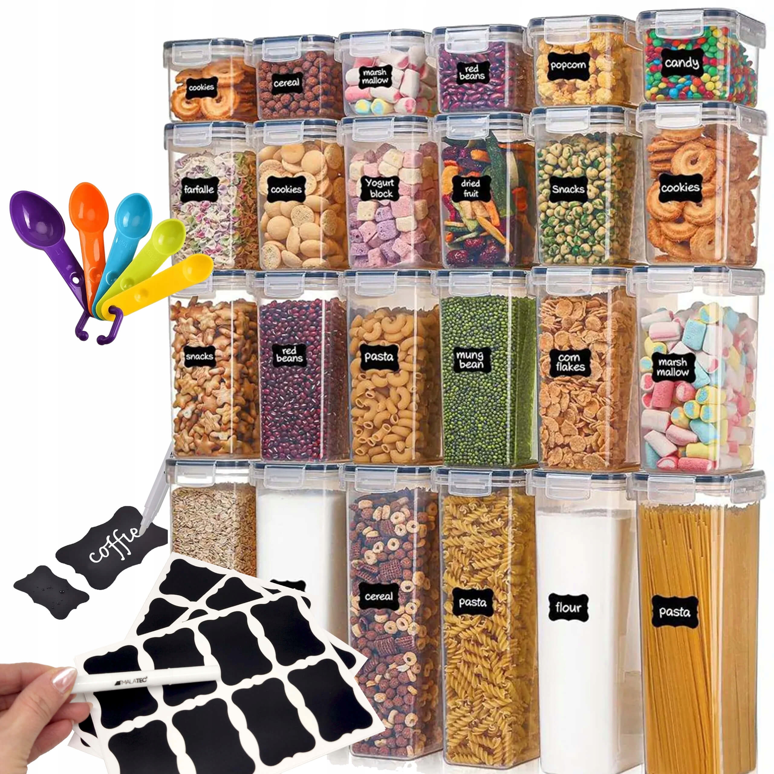 Nádoby Na Potraviny 24ks Plastové Hermetické 6x(0,8L;1,4L;2L;2,8L)