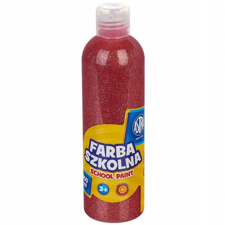 Farba szkolna czerwona brokatowa 250 ml Astra