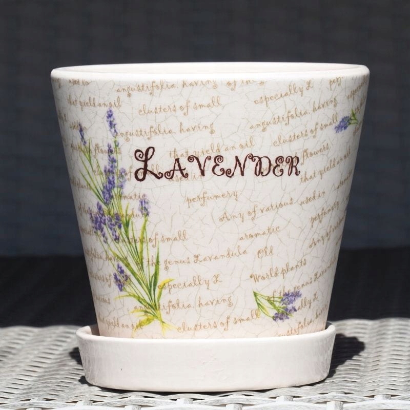 

Doniczka ceramiczna z podstawką lawenda 11 cm
