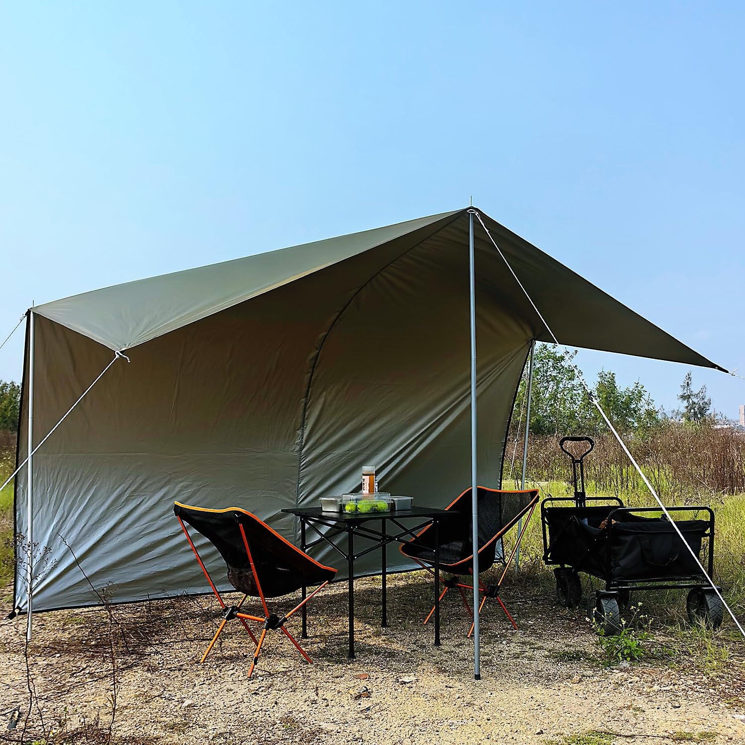 Tarp Namiotowy Ultralekki Wodoodporny UV Hamak Kemping 4x4m HIDEWALKER — miniatura 7