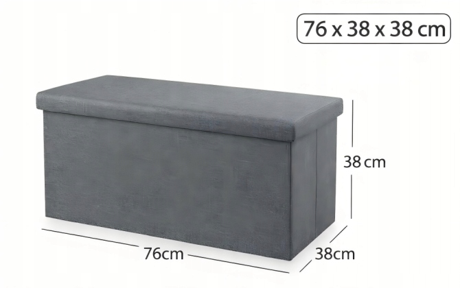 Taburet s úložným prostorem 76x38x38 cm, šedá nádoba