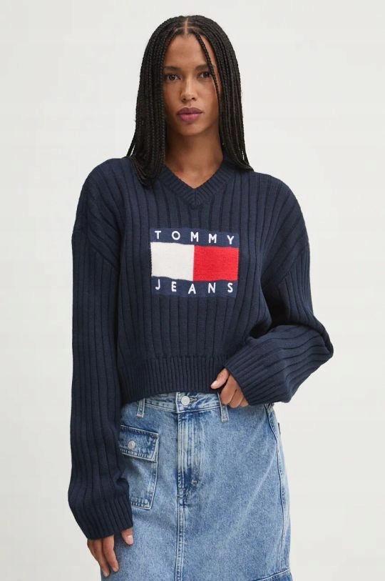 Tmavě modrý svetr s logem Tommy Jeans Xxs